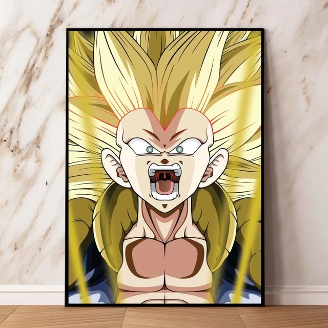 Quadro decorativo emoldurado Goku Super Sayajin Dragon Ball Arte