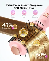 Brosse à air chaud 4 en 1 Lissage/Arrondissement/Volumisation Sèche-cheveux en une seule étape 2 vitesses et 3 modes de chaleur 100-240V avec prise US/EU/UK 4