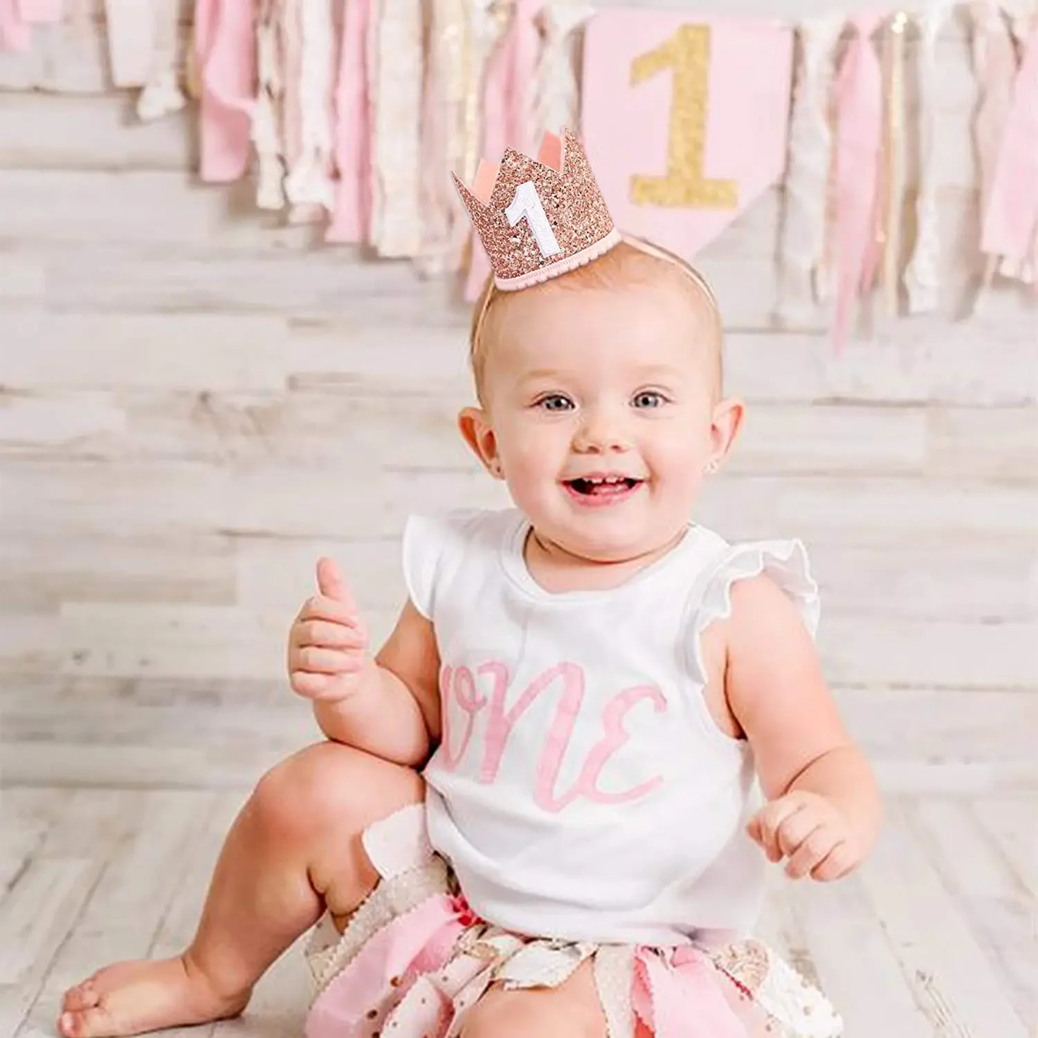 1 Year old baby birthday crown first 1st happy birthday party decor kids boy girl baby shower party decoration hat supplies baby crown hat birthday crown party hat