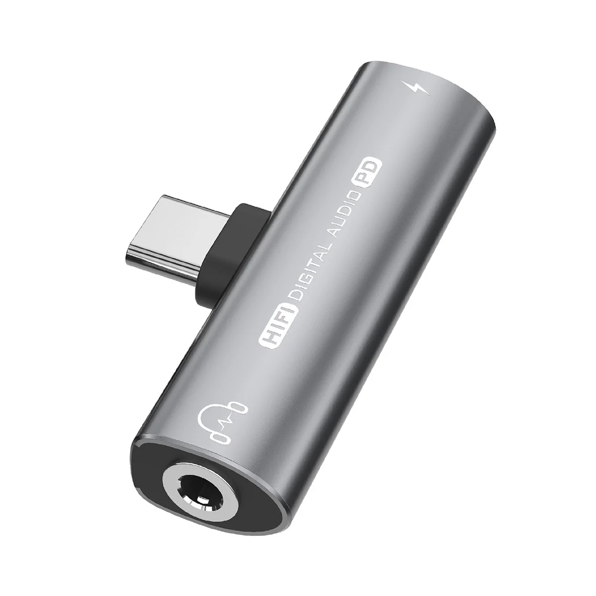 

Адаптер для наушников 2 в 1 с USB Type-C на USB C/3,5 мм, ЦАП для наушников, аудиоконвертер 32 бит/384 кГц, цифровой декодер PD27W, серый