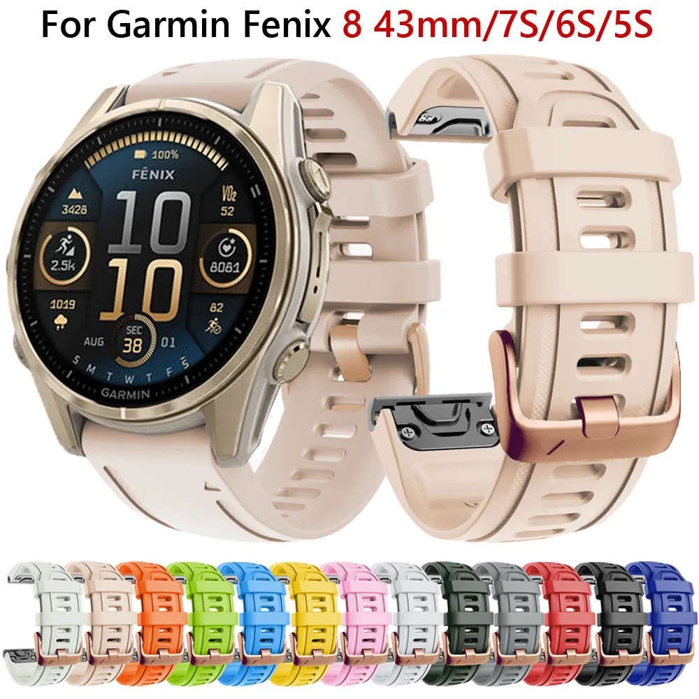 HOMTERN Fibbie per cinturino da 20 mm per Garmin Fenix 7S/6S/6S Pro/5S/5S Plus, Vivoactive 3, Venu/Venu SQ/Venu SQ 2/Venu 2 Plus e Instinct 2S, chiusura in silicone, confezione da 8, colore nero