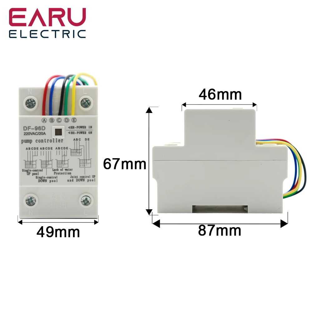 Water Level Switch Liquid Level Sensor DF-96D DF-96DK Water Level Controller Switch 20A 220V Water Tank Liquid Level Detection Sensor Pump Controller 2M Wires