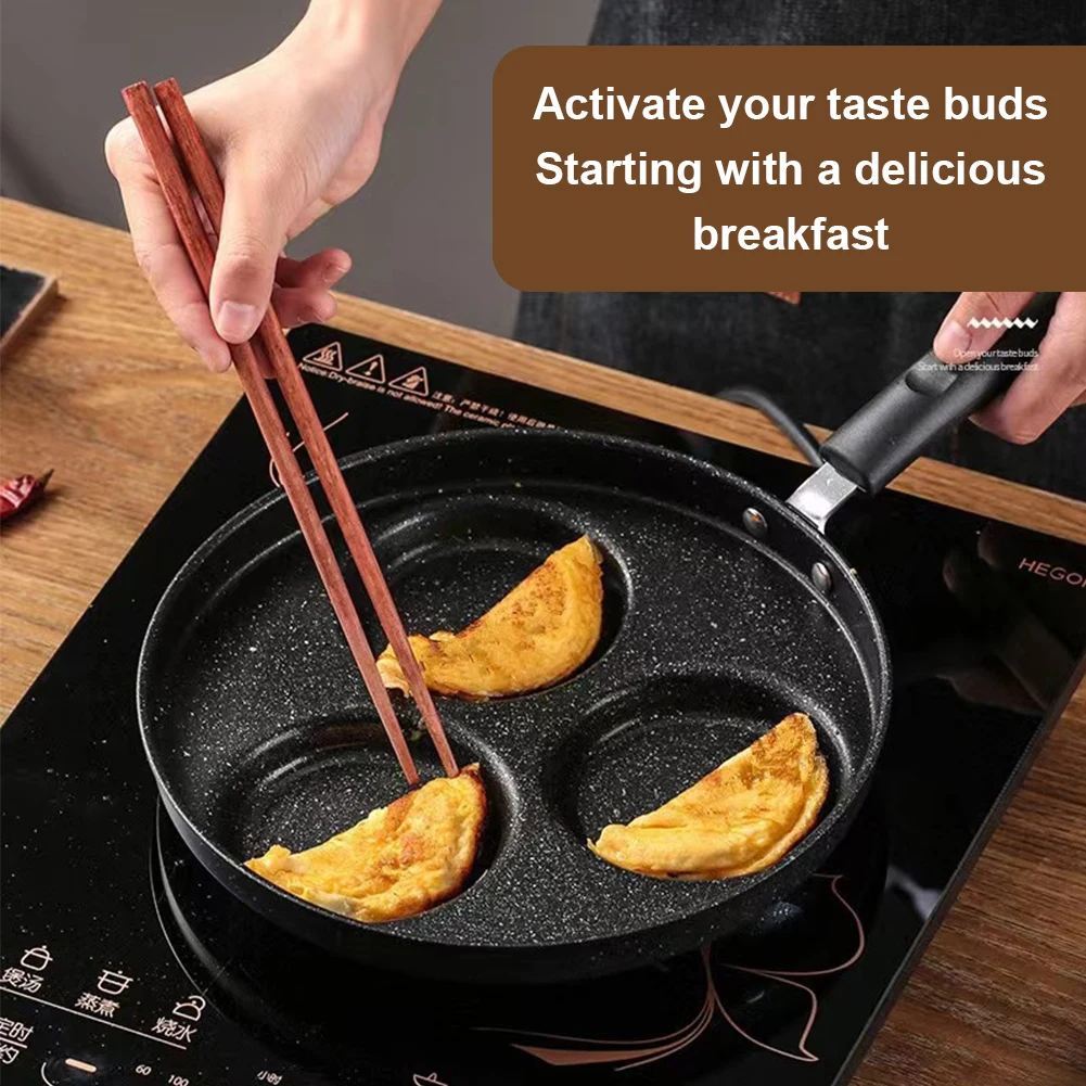3-hole Ham Pancake Egg Cooking Pan Non-Stick Multipurpose for Burger Crepes Steaks Suitable for Gas Stove Induction Cooker