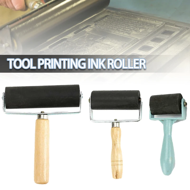 New Arrival Rubber Roller Painting Tool Non slip Wood Handle Paint Ink