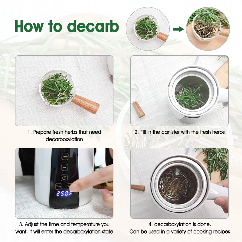 SUBADA Food Processor Portable Decarboxylation Infuser Machine Decarb Herbs Plants Spices With Adjustable Time Temperature Mode 3