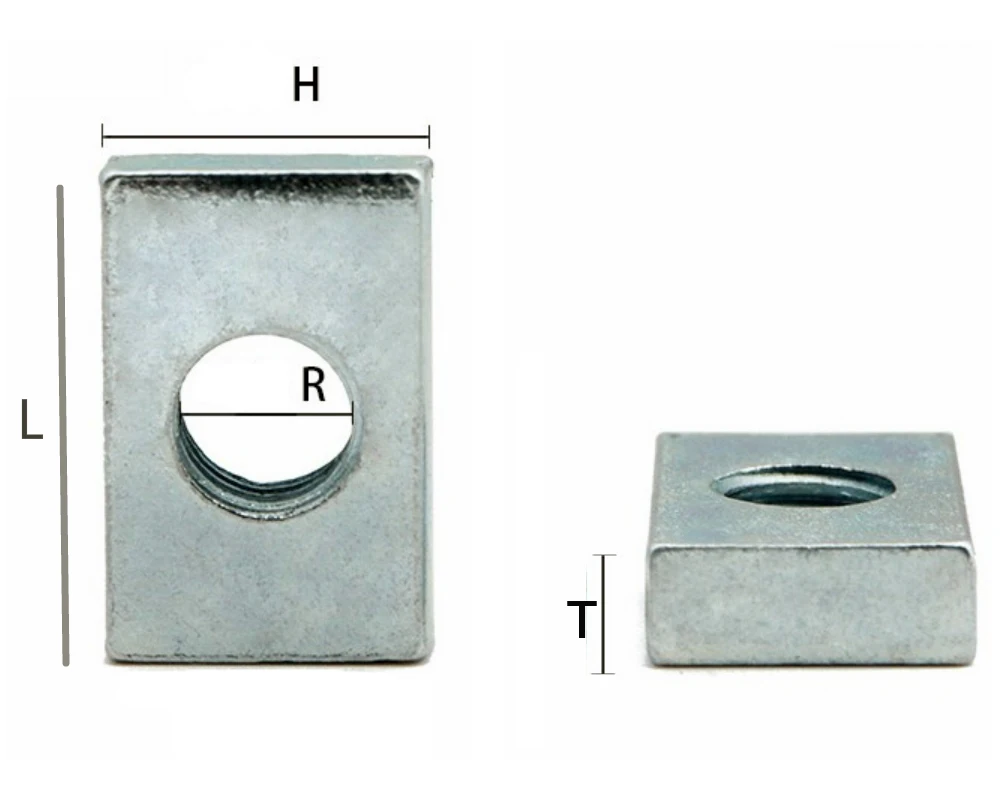 5-50pcs Thin Square Nut M3 M4 M5 M6 M8 Zinc Plated Steel Rectangular Nuts Slider Block for Aluminum Profile Accessory
