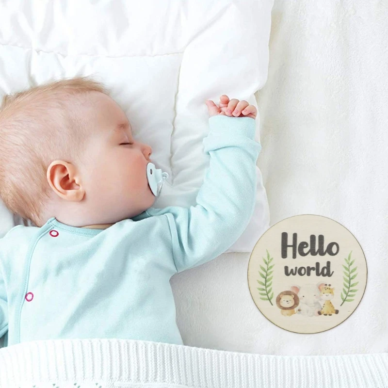 Wooden Milestone Cards 6 Pack Baby milestone cards Infant discs Birth for baby shower-Newborn photography gift