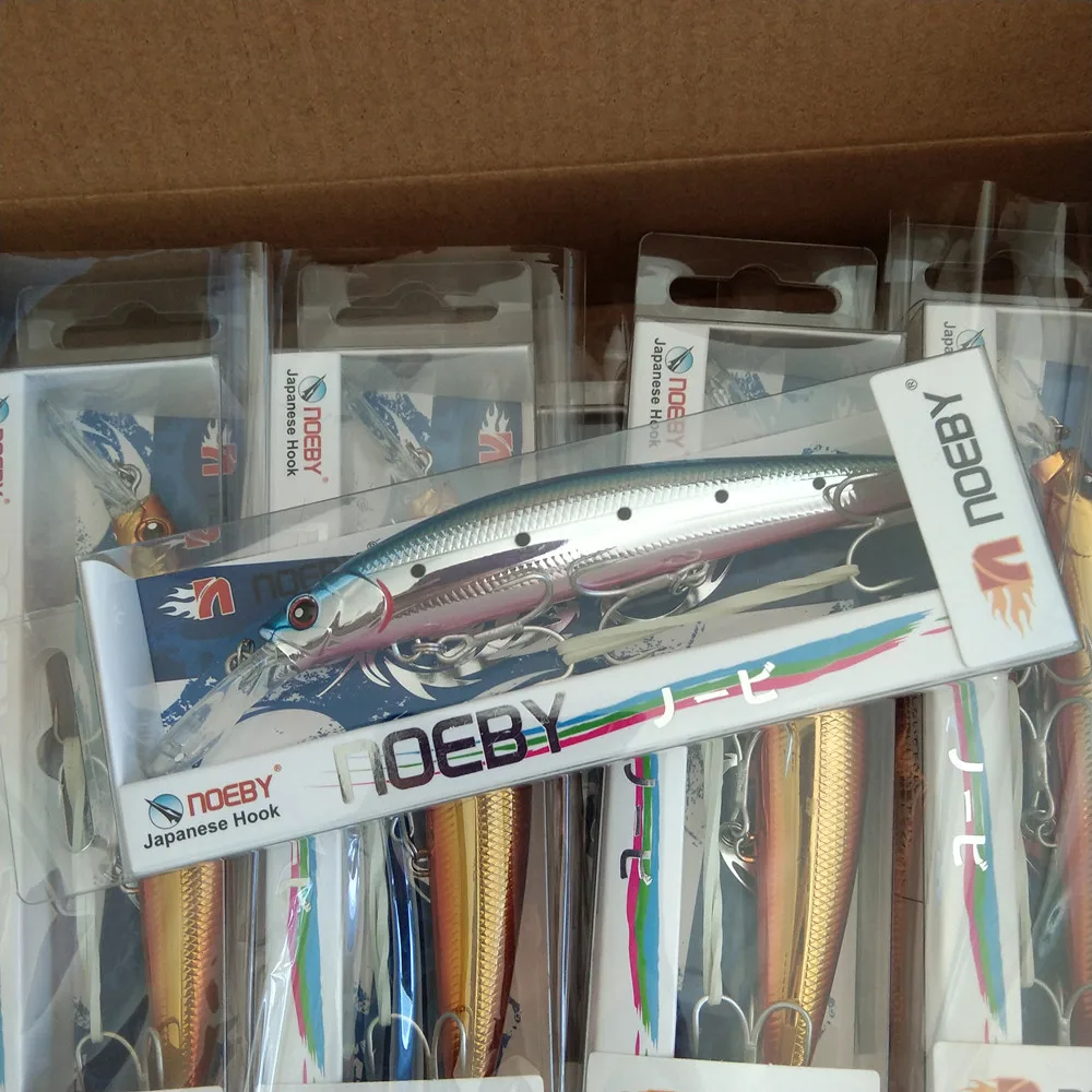 Noeby 4 Stück Angelköder, lange Jerk-Minnow-Köder, 110 mm, 36 g, Wobbler, Trolling-Köder, sinkend, Salzwasser, für Barsch, Forelle, Pesca, Angelzubehör