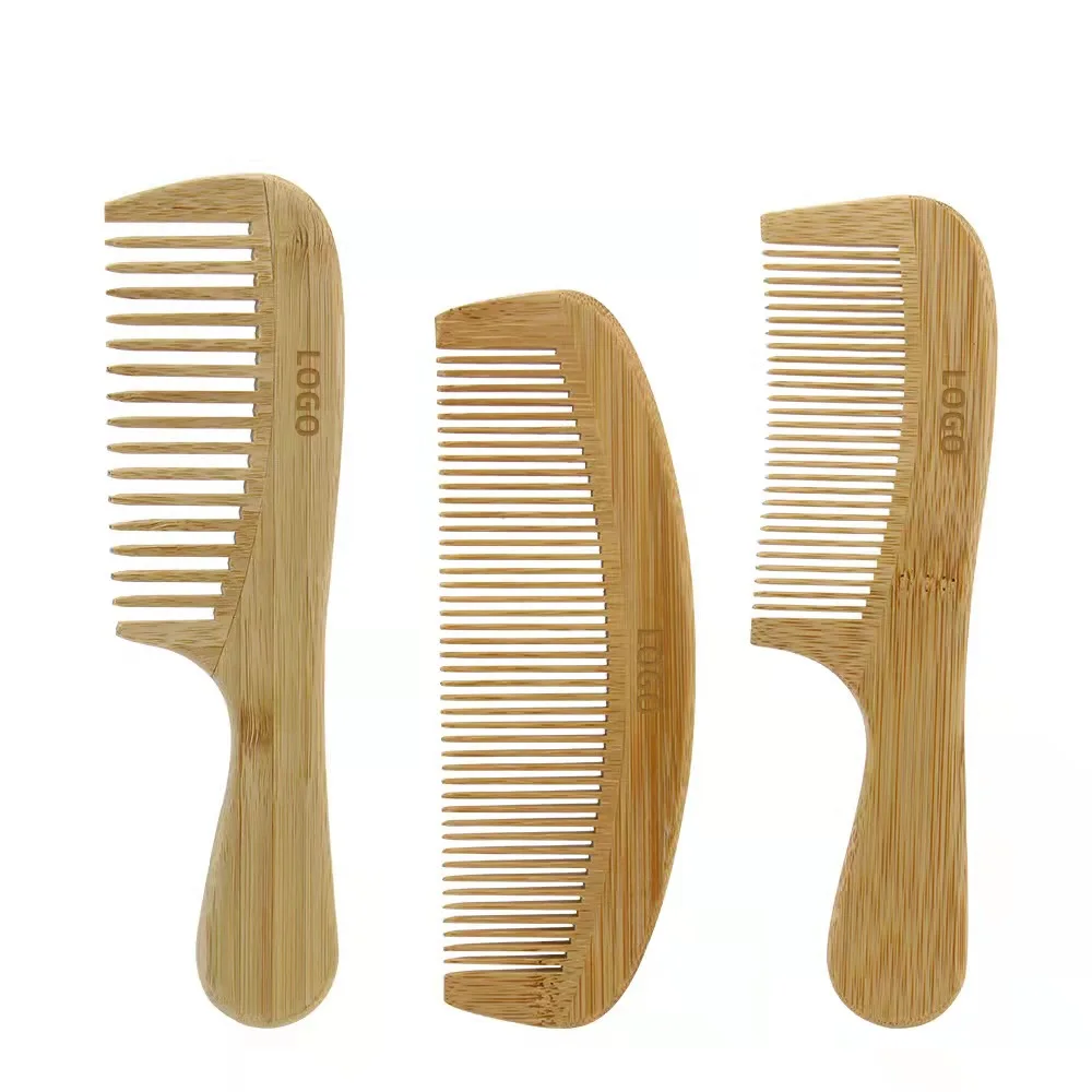 Professional Wholesale Eco friendly Bamboo Wood Wide Tooth Hair Comb Detangling Combs Anti