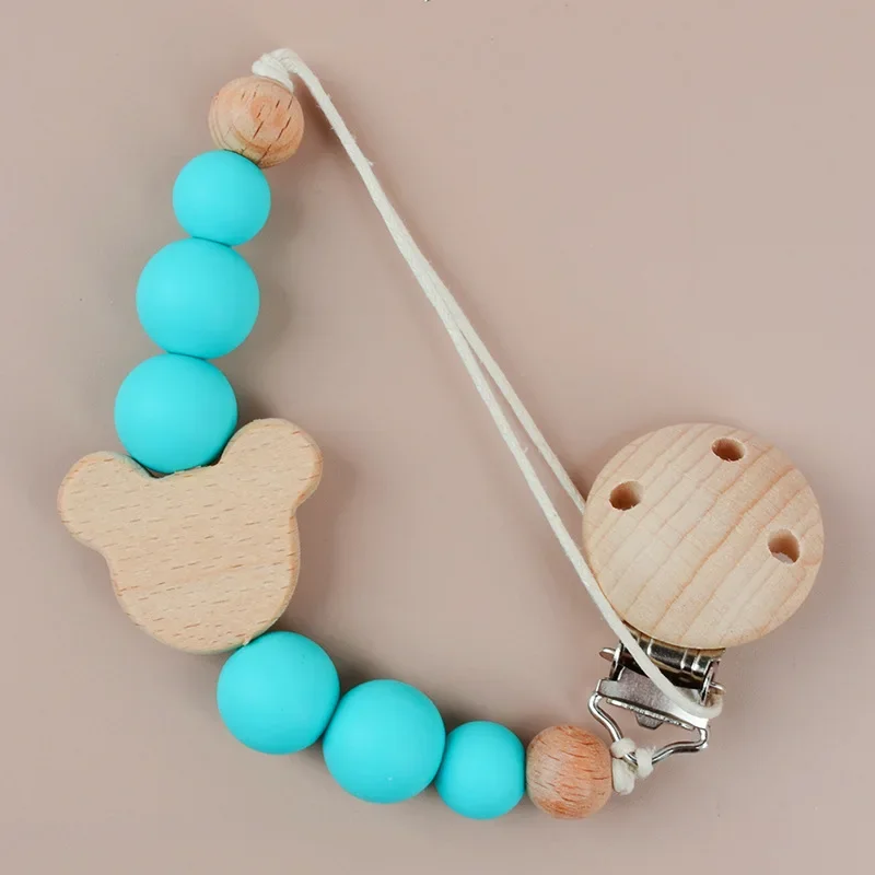 Pacifier Clip Pacifier Chain Pacifier Accessories Teether Clip Personalized Baby Pacifier Clip Custom Name Infant Dummy Clips Baby Souvenir Newborn Gift Wood Supplies New Mother Gift