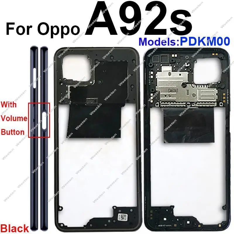 

For OPPO A92 A92s Middle Housing Frame Cover Bezel with Side Button Camera Lens Frame Repalcement Parts
