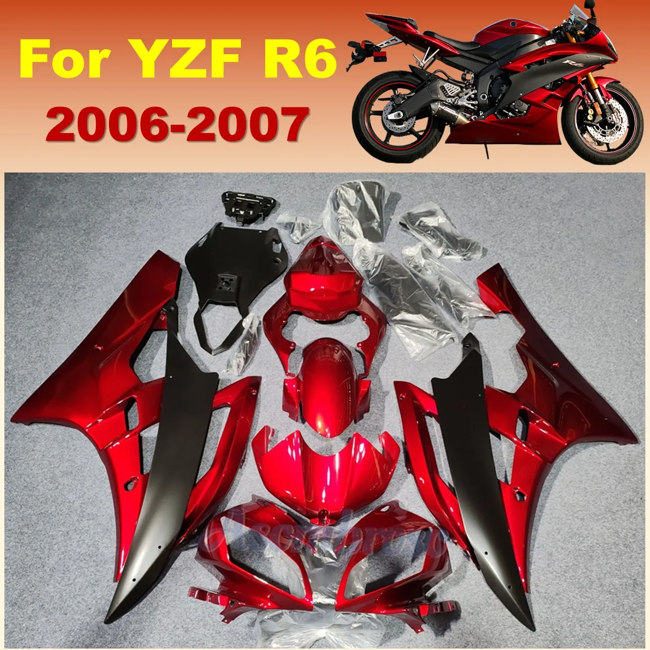 YZF-R6 Fairing Kit For Yamaha YZF R6 2006 2007 YZFR6 06 07 ABS Plastic ...