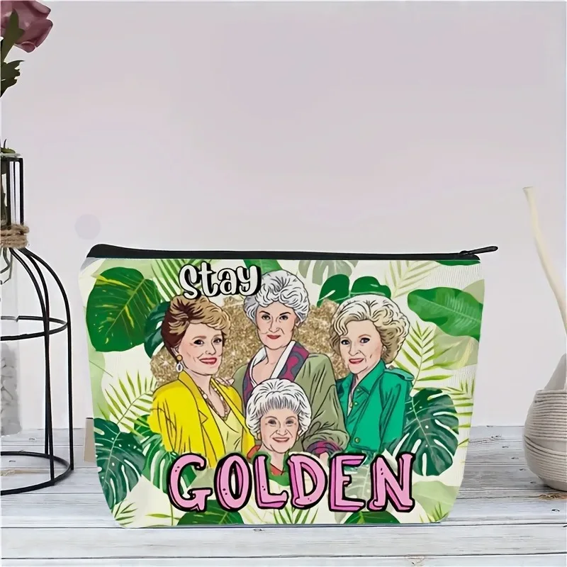 스테이 골든(Stay Golden) 꽃무늬 메이크업 파우치 가볍고 다용도 수납공간이 있는 지퍼 잠금 화장품 가방 동전 지갑