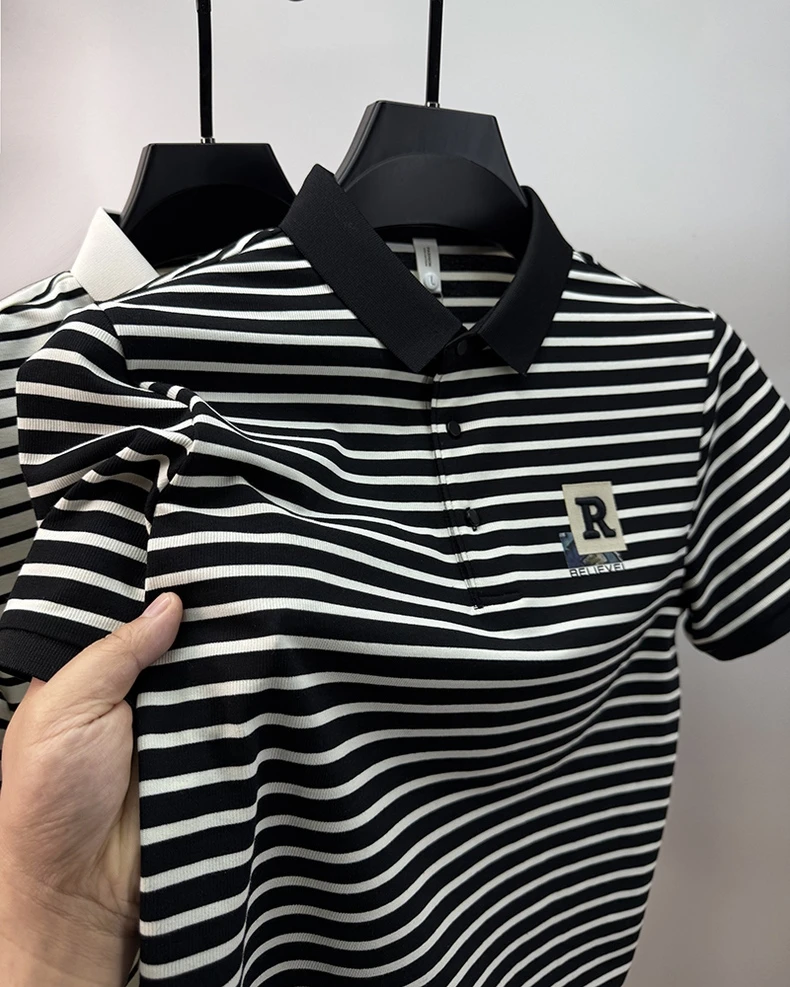 Fashion striped letter embroidered short sleeve polo shirt luxury brand summer new breathable lightweight men's casual T-shirt 15 S11fe3b28cfd84b418397abac41924451z