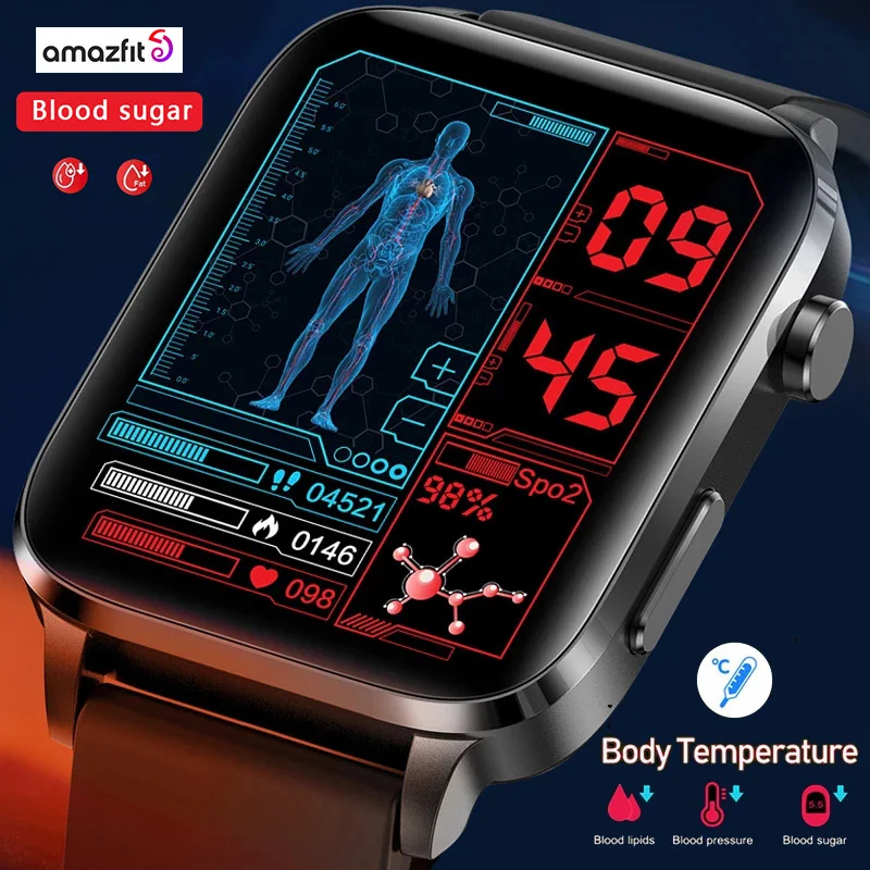 

2023 amazfit New Blood Sugar Smartwatch Men Laser Treat Health Heart Rate Blood Pressure Sport Smartwatch Women Glucometer Watch