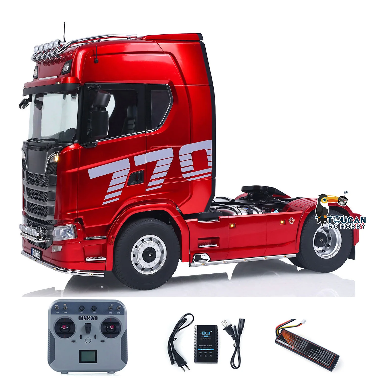 새로운 장난감 1:14 카볼라이트 K770S 4*2 메탈 RC 트랙터 트럭 무선 조종 자동차 트럭 2단 속도 조절 조명 사운드 건설 차량 모델
