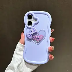 Adorable Quicksand Heart Bow Phone Case - Soft Cover for OPPO A60 5G (Purple)