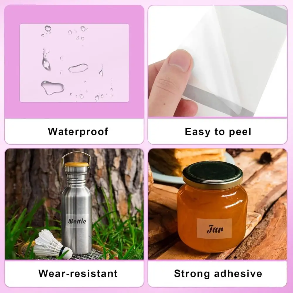 230Pcs 투명 빈 라벨 스티커 사각형/원형 DIY 자체 접착 라벨 찢어짐 방지 긁힘 방지 이름 태그 스티커