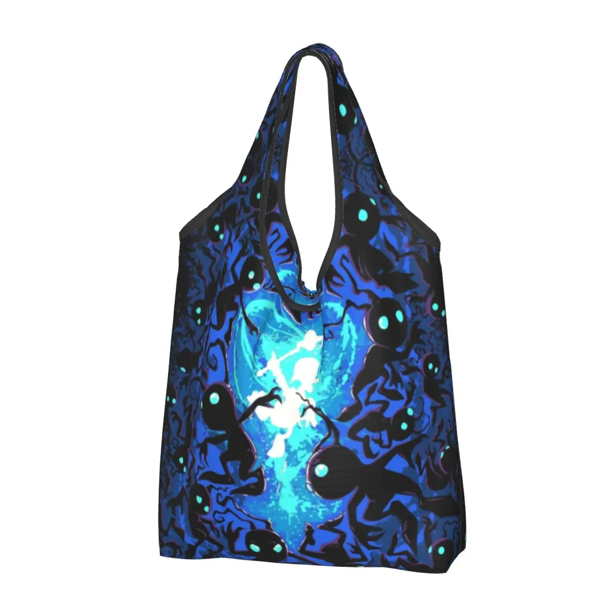 

Сумка-тоут для покупок без сердечек, персонализированная саквояж на плечо для покупки продуктов, с милым изображением хранилища и сердца, аниме, большой вместимости