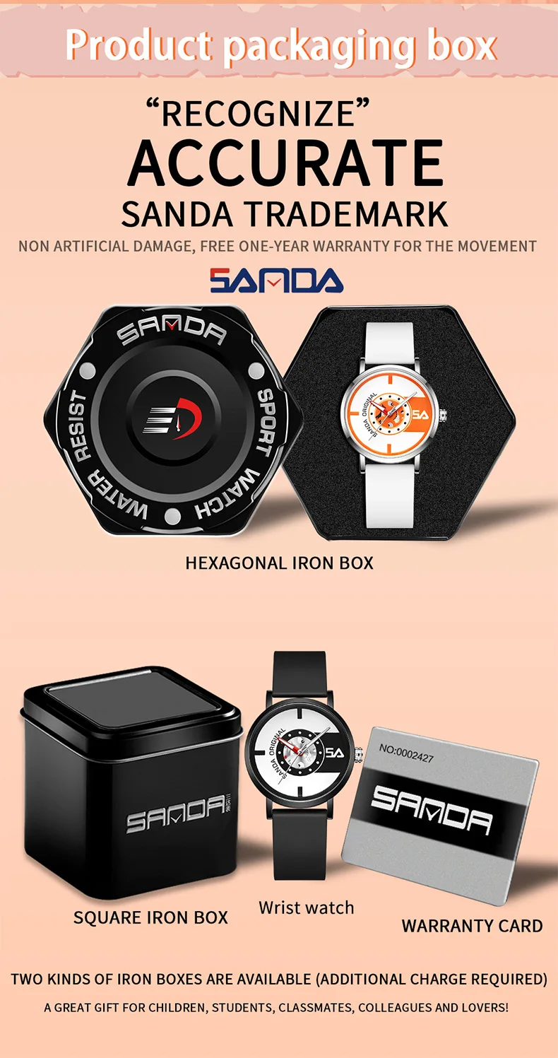 SANDA's new product internet famous silicone scale electronic watch fashionable and minimalist style waterproof men's