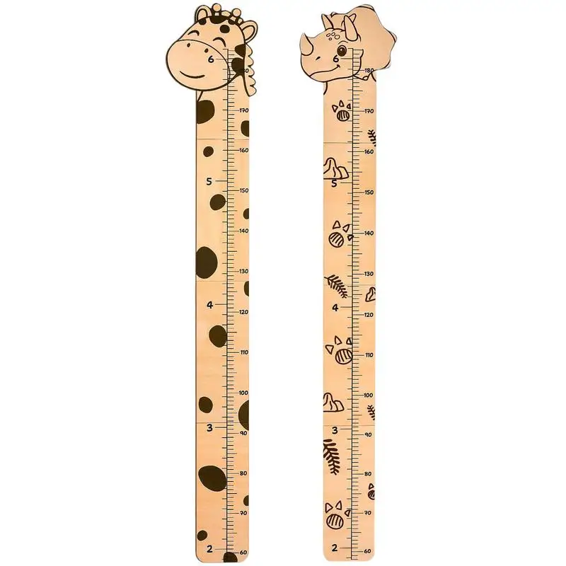 4 Sheets Plastic Kids Height Growth Chart Ruler cute animal shape Height Gauge Room Decor Wall Meter Measurement Sticker