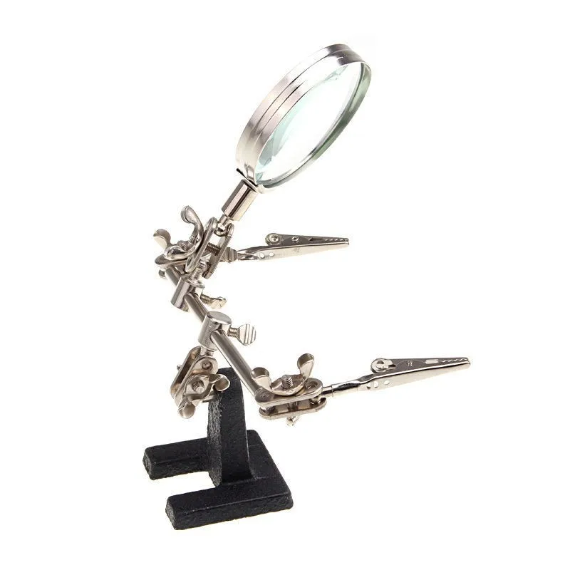 Soldering Iron Stand 12X 3rd Helping Hand Clip Clamp LED Magnifying Glass Soldering Iron Stand Magnifier Welding Rework Repair Holder