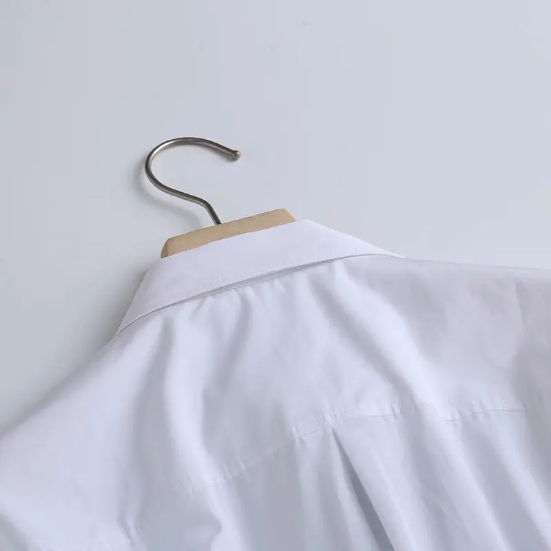 Jenny&Dave Blusas Mujer De Moda  New Shirt Women England Style Office Lady Simple Fashion Poplin Solid White Blouse Women Tops