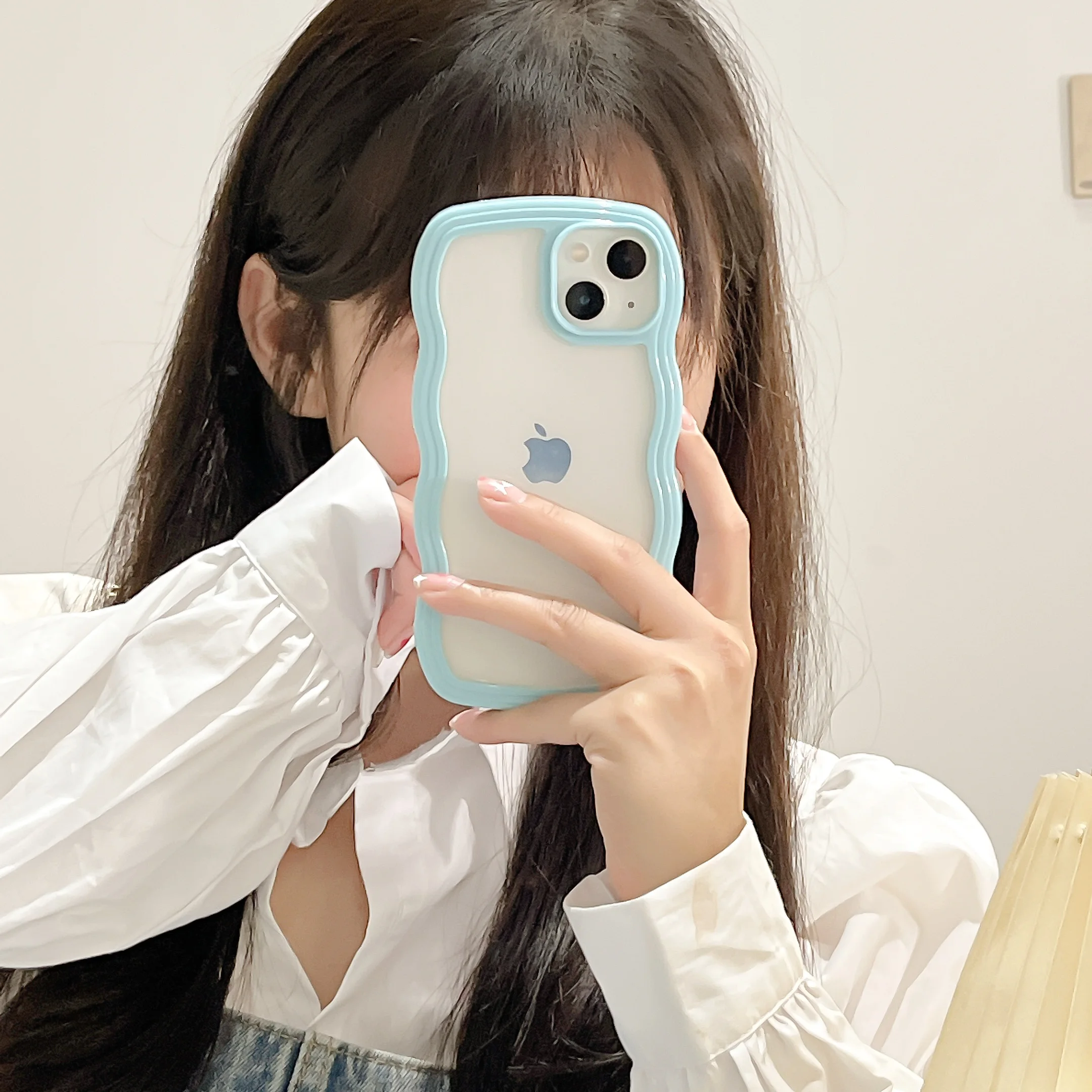 Chic Candy Transparent Shockproof Phone Case with Wave Frame Design