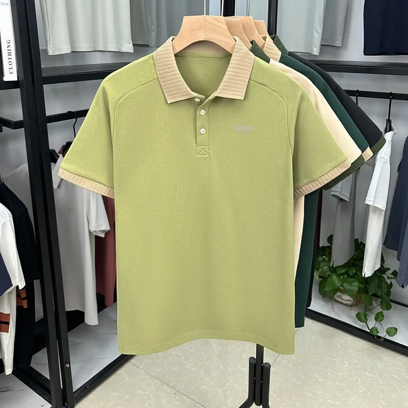 Polo da Uomo di Marca Designer, Tinta Unita, con Colletto, Manica Corta, T-shirt Stampata alla Moda, Abbigliamento Casual Business Versatile - immagine 6