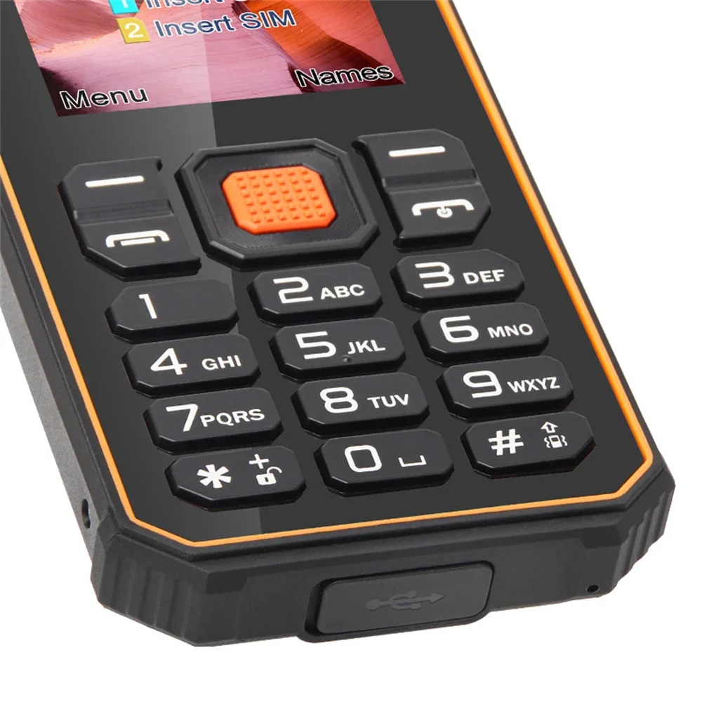 UNIWA S2 Feature Phone IP68 Waterproof Keypad Mobile Phone 2.4 Inch Dual SIM 2500mAh Big Battery 0.3MP Flashlight