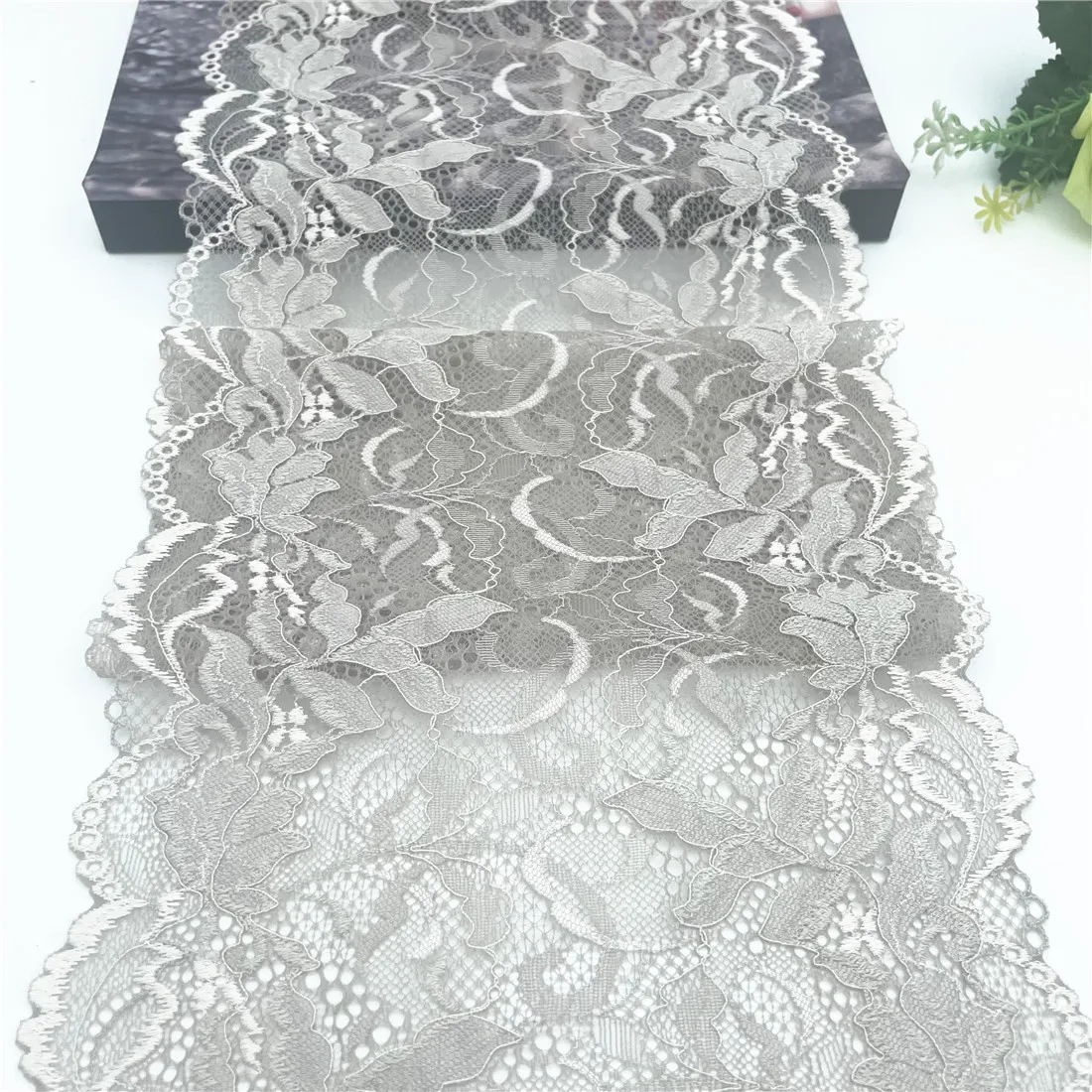 3y/lot 21.50cm Apricot Floral Stretch Lace Trimming 5