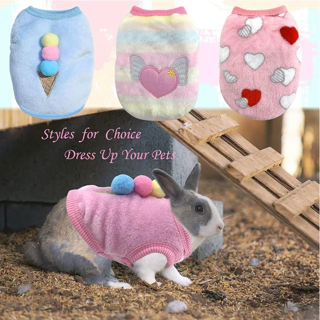 Warm Rabbit Clothes Soft Fleece Guinea Pig Vest Cute Small Pet Clothes Bunny Costume for Ferret Chihuahua Rabbit Accessories 4