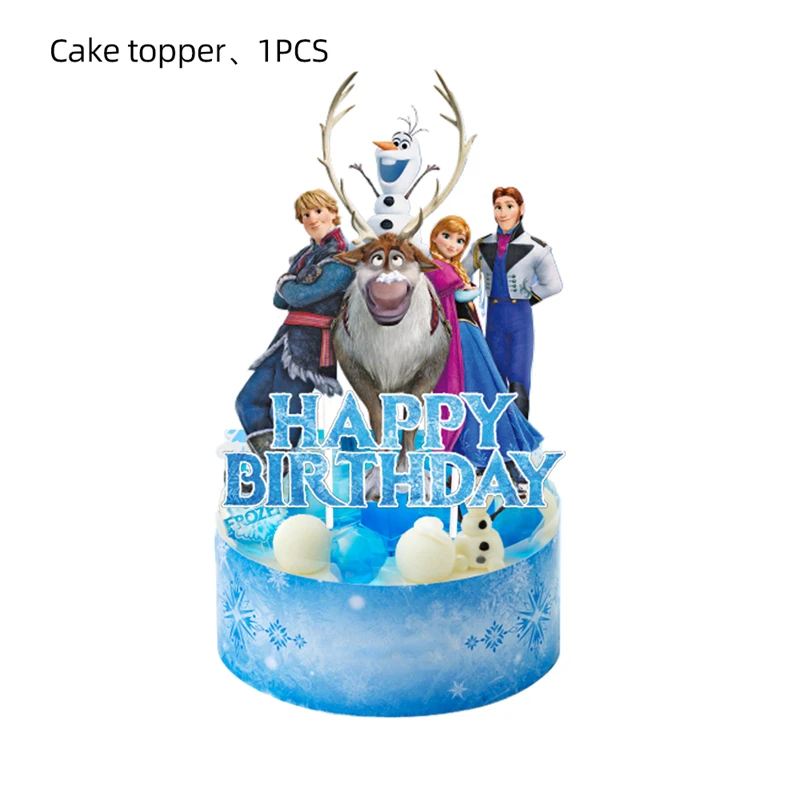 thumbnail image 1 of Decoraciones para fiestas de cumpleaños de Frozen de Disney, Anna, Elsa, Reina de las Nieves, vajilla para fiestas de niñas, globos, suministros, servilletas de papel, platos, vasos, 1 of 5