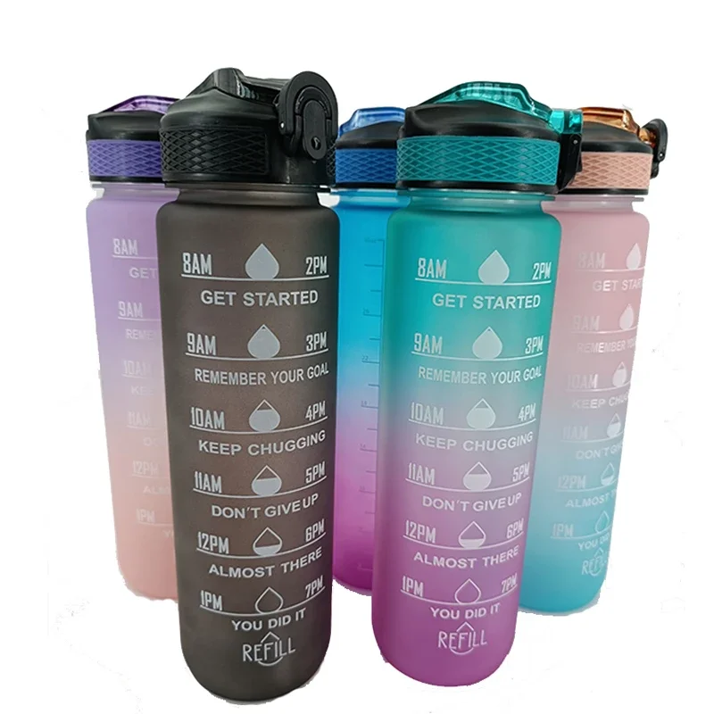 1 Liter Motivational Sport Water Bottle Leakproof Drinking Bottles Outdoor Travel Gym Fitness Jugs For Kitchen