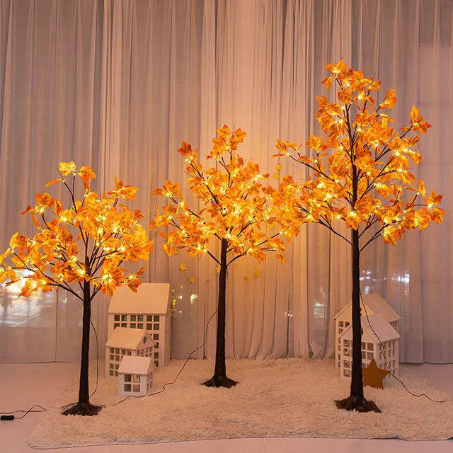 Large LED Maple Trees New Year Glow Trees Decorations Xmas Party Garden Courtyard Indoor Outdoor Luminous Decorations Gifts 1