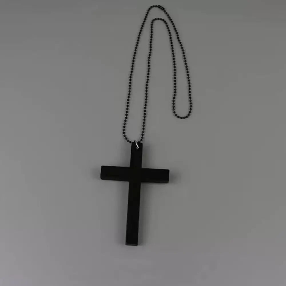 Punk Gothic Black Cross Pendant Necklace - Trendy Y2K Hip Hop Sweater Chain Gift
