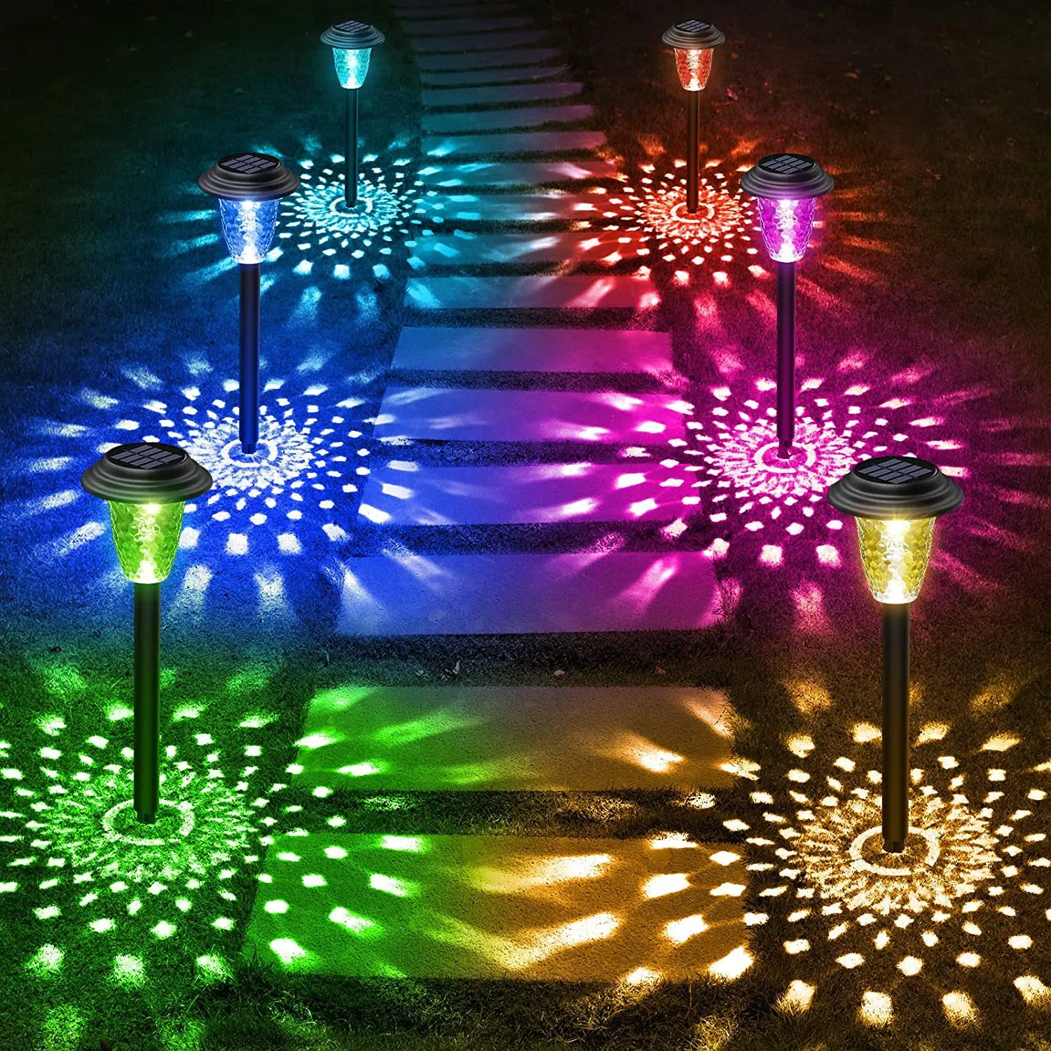 รูปสินค้า ไฟทางเดินพลังงานแสงอาทิตย์ RGB เปลี่ยนสีได้
