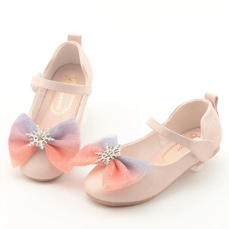 Chaussures de princesse en cuir avec nœud pour filles, chaussures à essence Mary, chaussures en cristal coordonnantes, chaussures décontractées à la mode pour enfants, automne