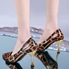 2025 Fashion leopard Women Heels Summer Hollow Pointed Patent Leather Mid-heel Heels sandals Sexy Womens Pumps high quality 1