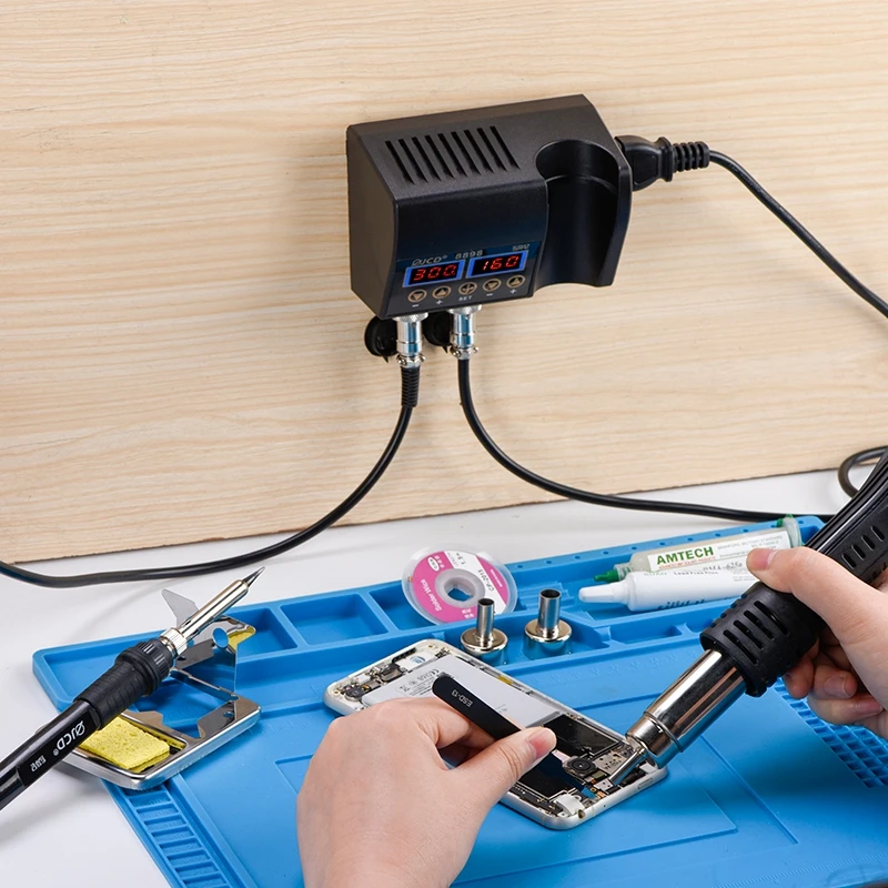 JCD 2 in 1 750W Soldering Station LCD Digital display welding rework station for cell-phone BGA SMD IC Repair solder tools 8898 soldering station soldering tool welding tool