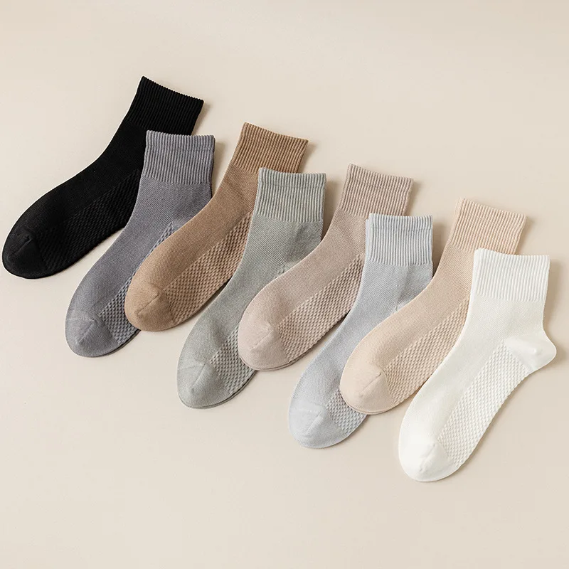 Men's Socks Summer Mesh Stripe Thin Solid Color Business Floor Socks Short Cylinder Elasticity Men Sock Cotton High Quality cotton flower fashion style antiskid summer lace summer 2019 high quality women girls invisible ankle socks 1 pair short sock