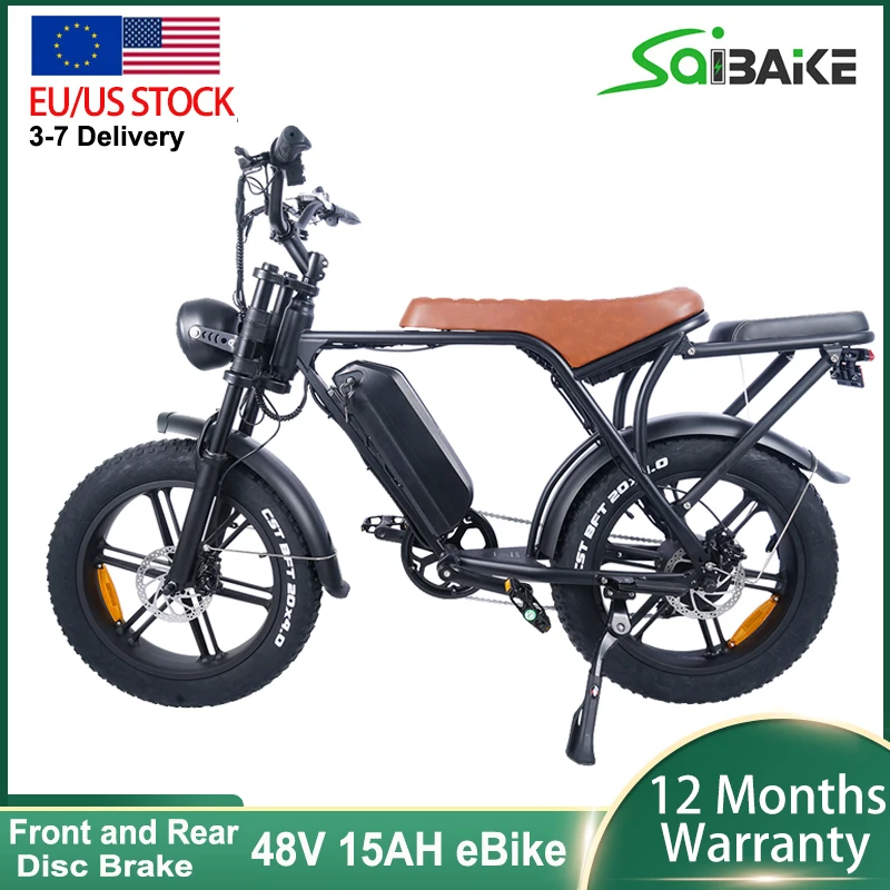 Upgraded 20inch Ouxi V8 Electric Bicycle Rear Seat Fat Tire E-Bike Long Range For Adults 48V Beach Snow Off Road Electric Bike