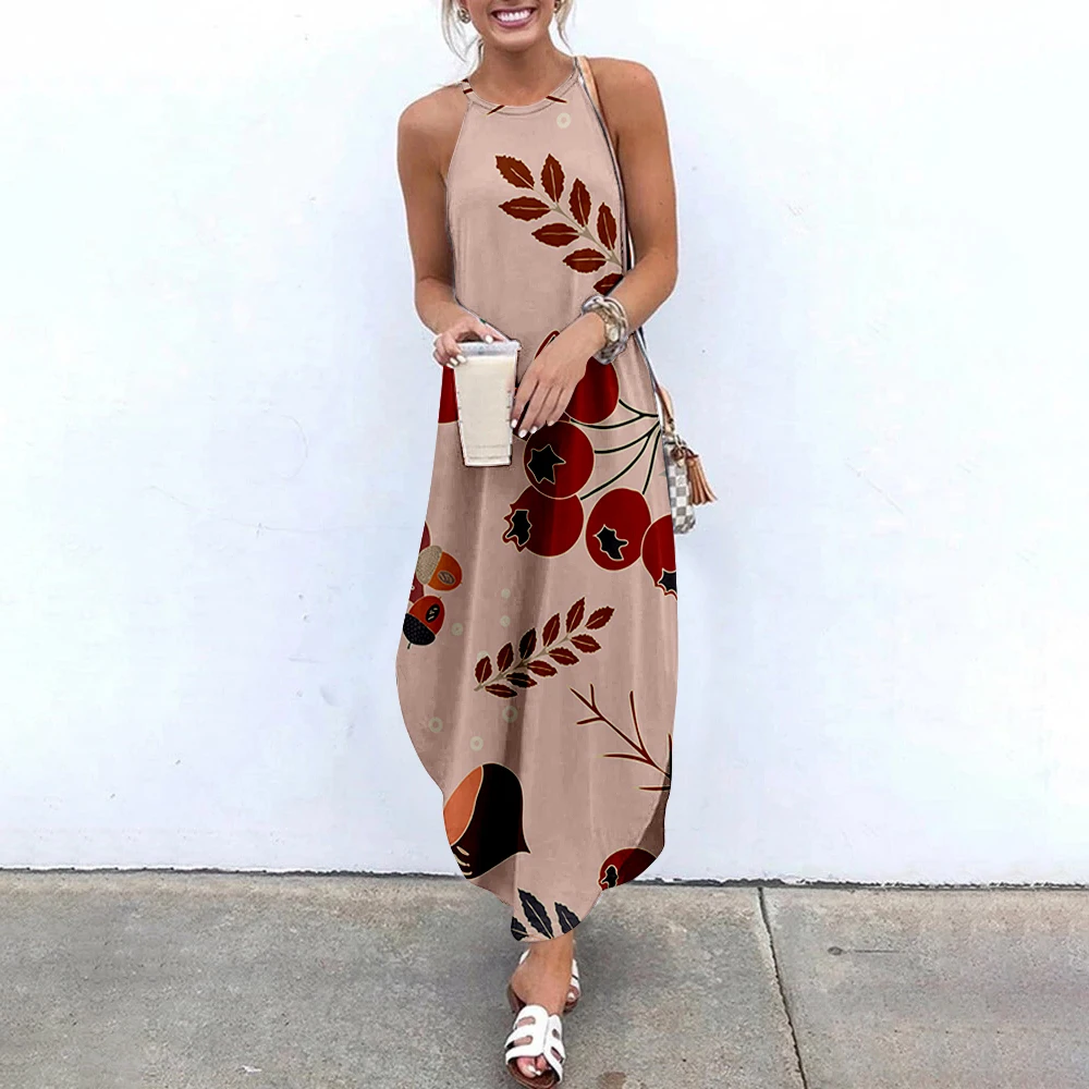 

Женское платье-макси без рукавов, женское повседневное летнее пляжное платье SOJINM, длинные платья на бретельках, уличная одежда