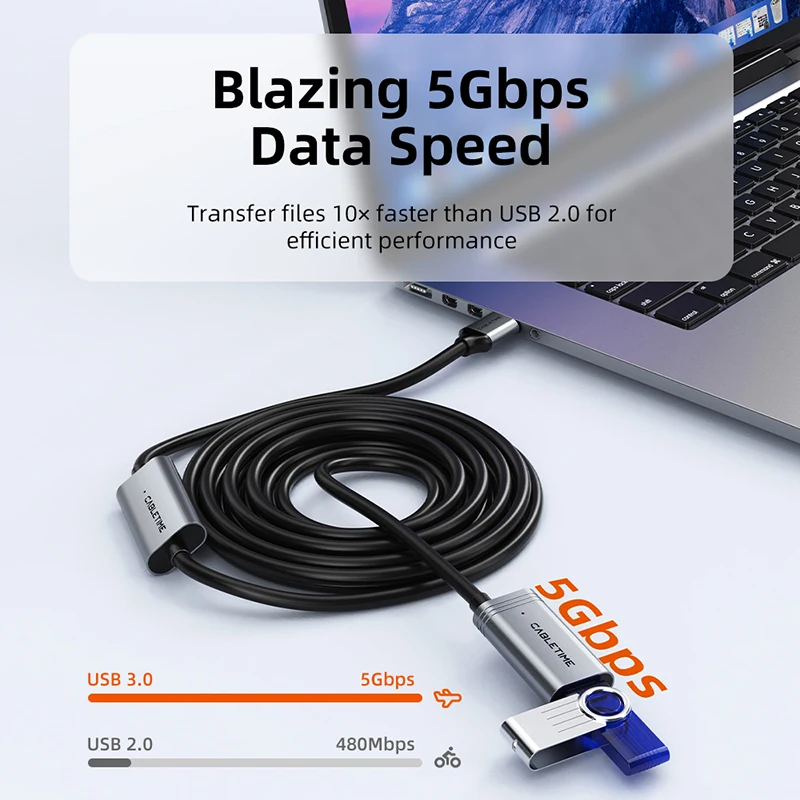 High-Speed USB 3.0 Active Extension Cable with Amplified Connectivity