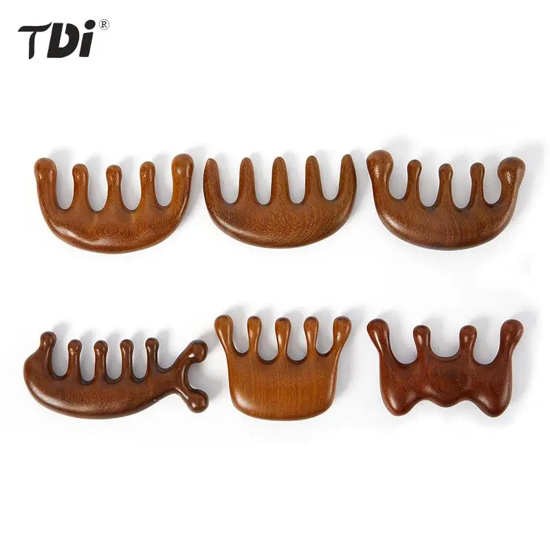 

Wooden Therapy Massage Comb Head Face Scalp Gua Sha Massager Natural Facial Sandalwood Wide Tooth Guasha Scraping Body Massage