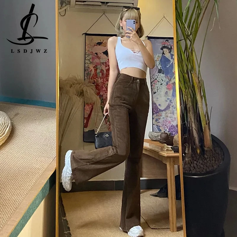 

Women's Pants Vintage Jeans Woman High Waist Korean Fashion Straight Leg Jeans Streetwear Y2k Denim Female Clothing Flare