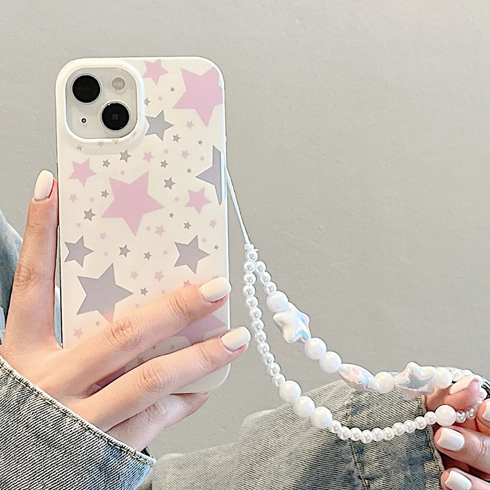 

Laser Star Pattern Hang Chain Lanyard Case For iPhone 15 Pro Max Case iPhone 14 13 12 11 Pro Max Shockproof Soft Silicone Covers