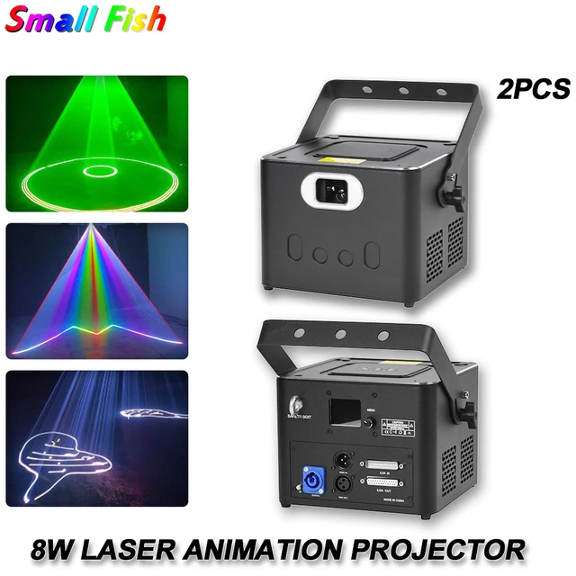 2PCS/Lot ILDA Animation Laser Beam Scaner DMX 8w RGB Projector 30KPPS Stage Lighting Show Effect Industry Event Equipment YUER