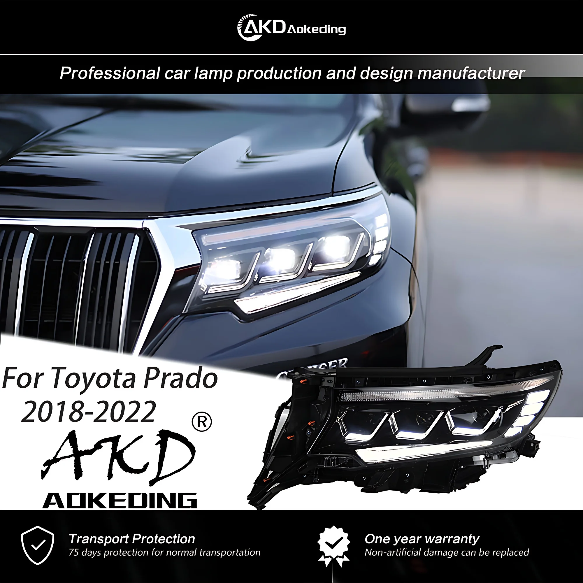 

Car Styling Head Lamp for Toyota Prado Headlights 2018-2022 Prado LC150 LED Headlight Projector Lens DRL Automotive Accessories