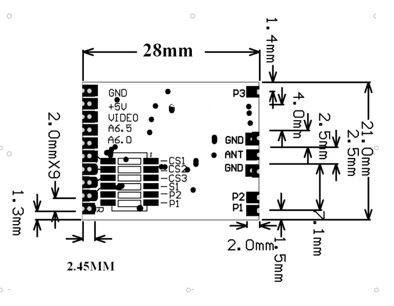 1,2 GHz 1,3 GHz Videosender VTX 3,3-5 V 800 MW 8CH Modul für FPV RC Drohnenbereich – Detail 3